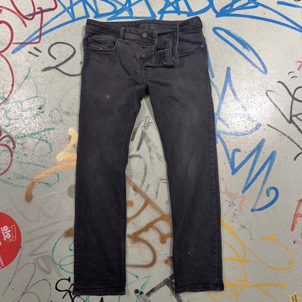 Diesel Safado-X Jeans Mens 33x30 Black  Graphite Cotton Button Fly Slim RM064